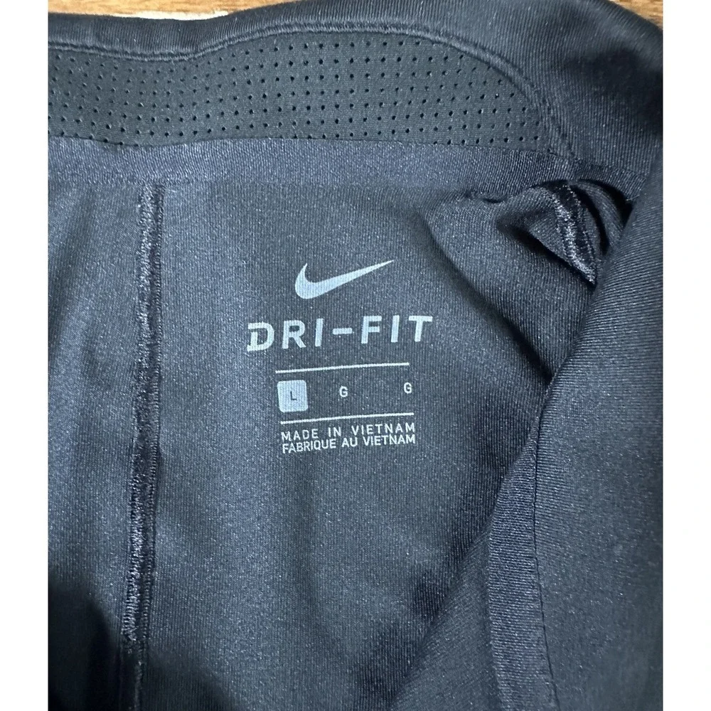 Nike Dri Fit Tiger Woods Polo Large Gray Black Stripe Mens Short Sleeve Golf